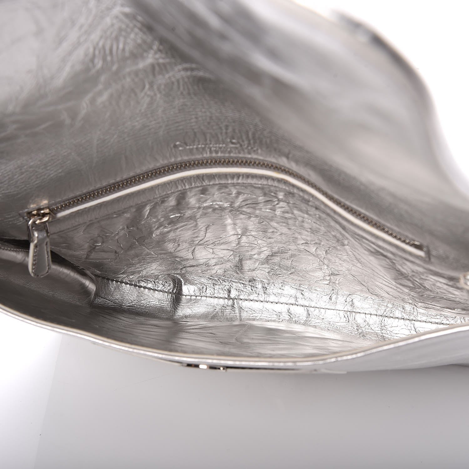 Christian Dior Metallic Calfskin Diorama Clutch Silver 5 of 9