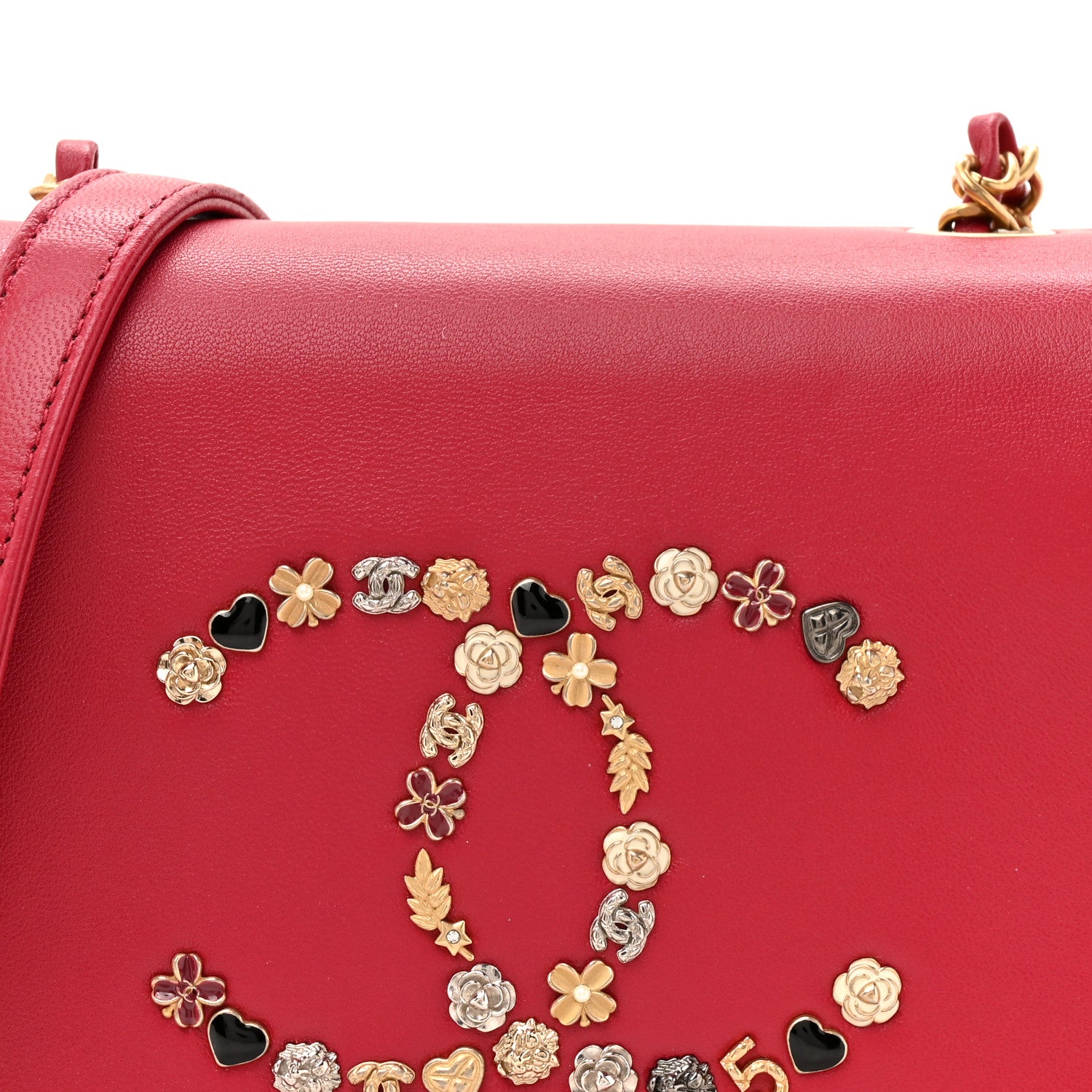 Chanel Lambskin Quilted Lucky Charms CC Crossbody Messenger Flap Red 8 of 11