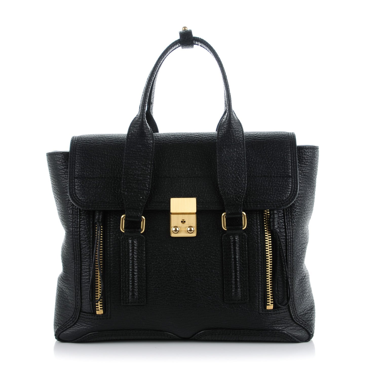 3.1 Textured Calfskin Medium Pashli Satchel Black