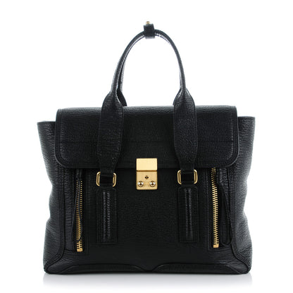 3.1 Phillip Lim 3.1 Textured Calfskin Medium Pashli Satchel Black 1 of 7