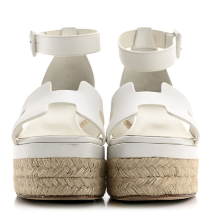 Hermes Goatskin Elda Espadrille Wedge Sandals 35 White 3 of 14