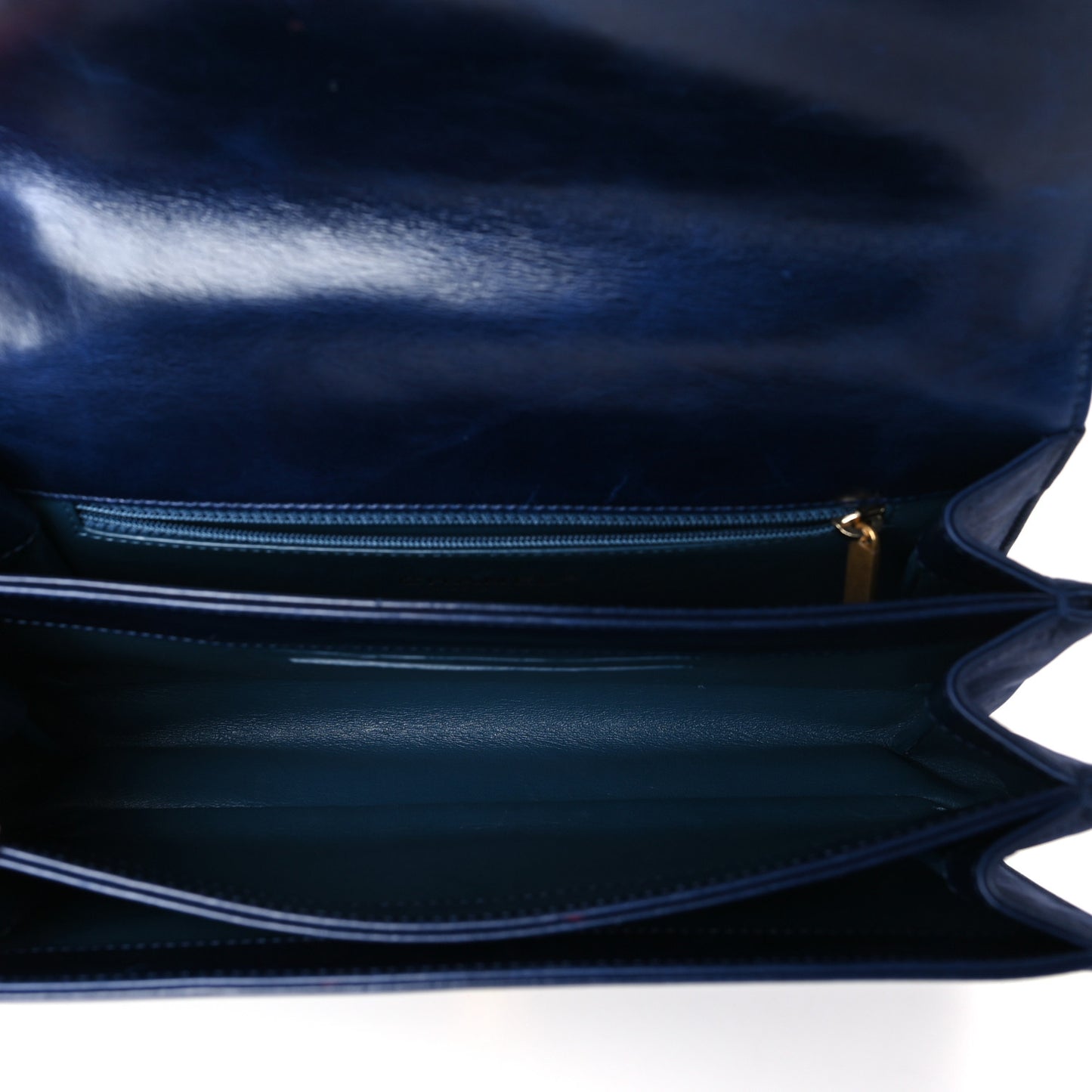 Calfskin Quilted Small Straight Lined Flap Blue