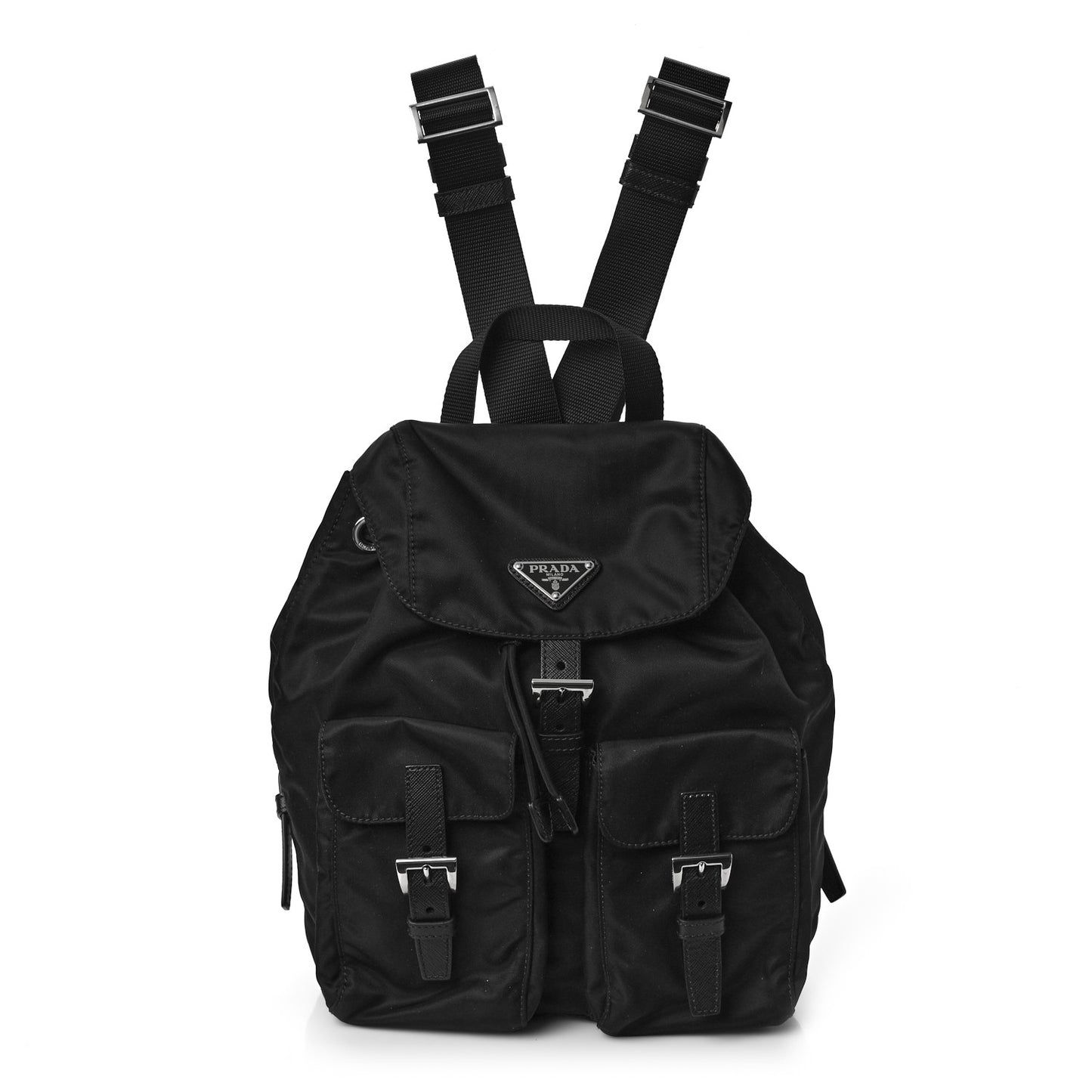 Tessuto Nylon Saffiano Small Backpack Black