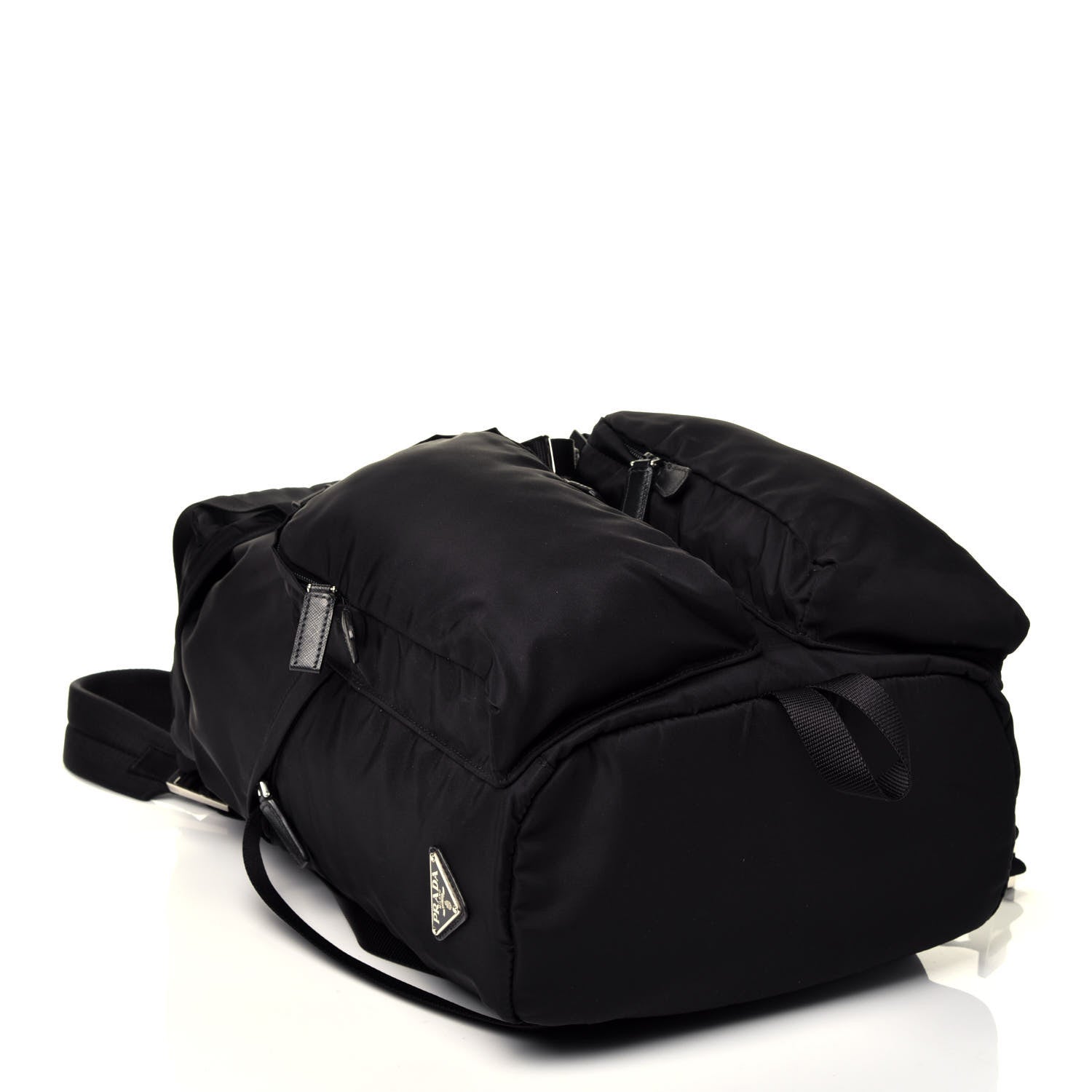 Prada Technical Nylon Saffiano Double Buckle Backpack Black 4 of 10