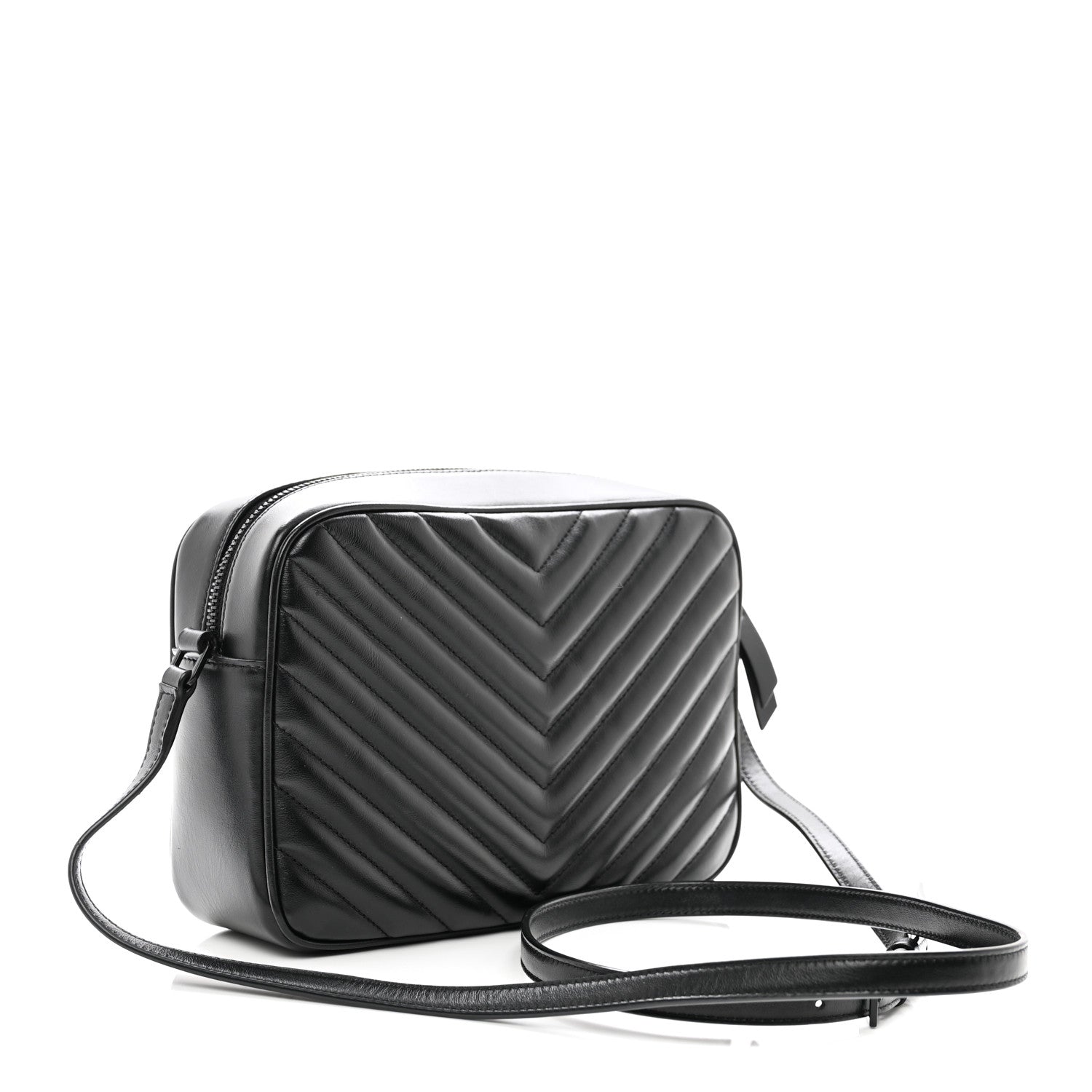 Saint Laurent Calfskin Matelasse Monogram Monochrome Lou Camera Bag Black 3 of 9