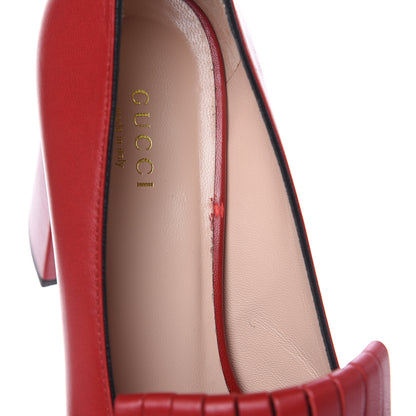 Gucci Malaga Kid GG Marmont Fringe Platform Loafer Pumps 38 Hibiscus Red 8 of 11