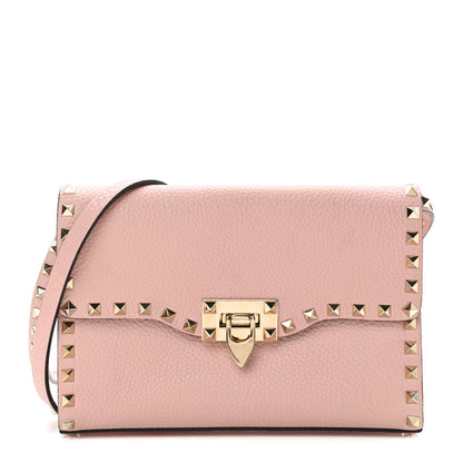 Valentino Garavani Pebbled Calfskin Medium Rockstud Flip Lock Crossbody Bag Loto 1 of 8