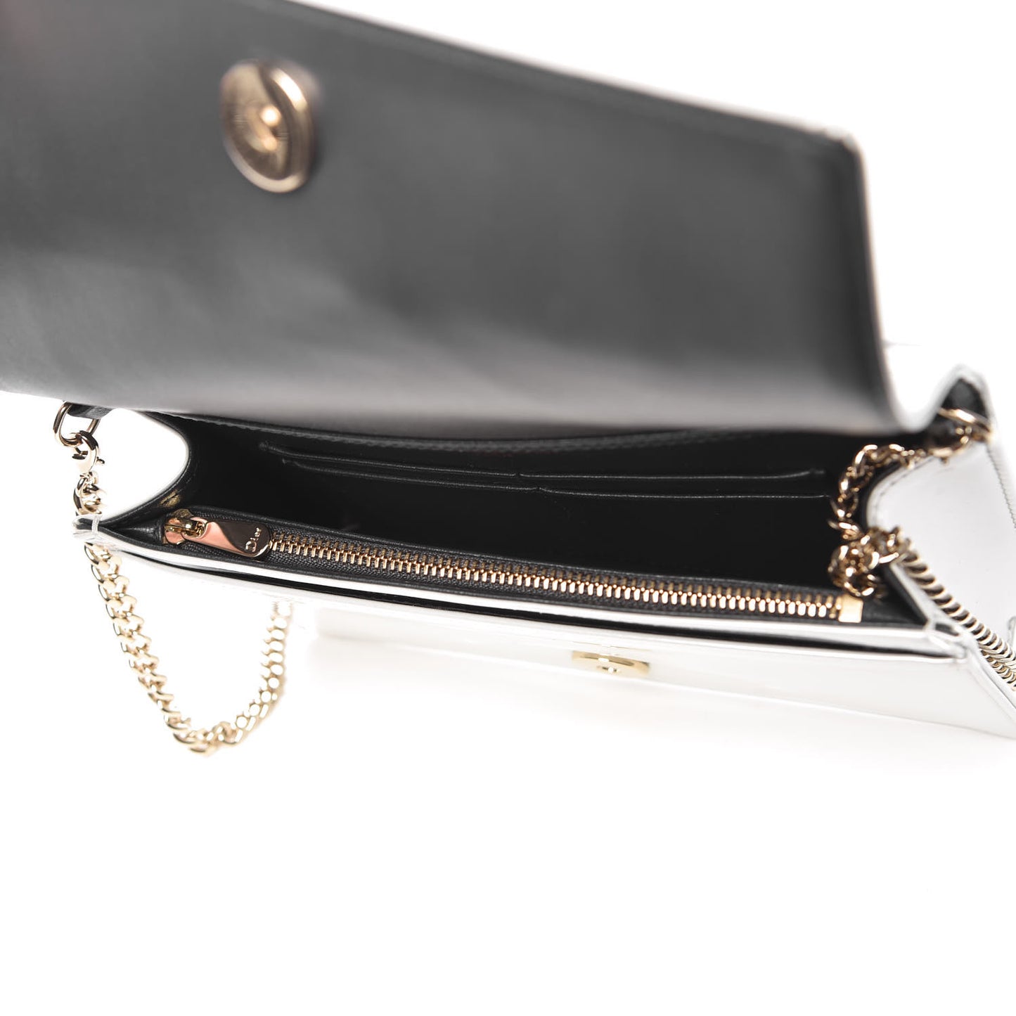 Patent Micro-Cannage Diorama Wallet on Chain Pouch White