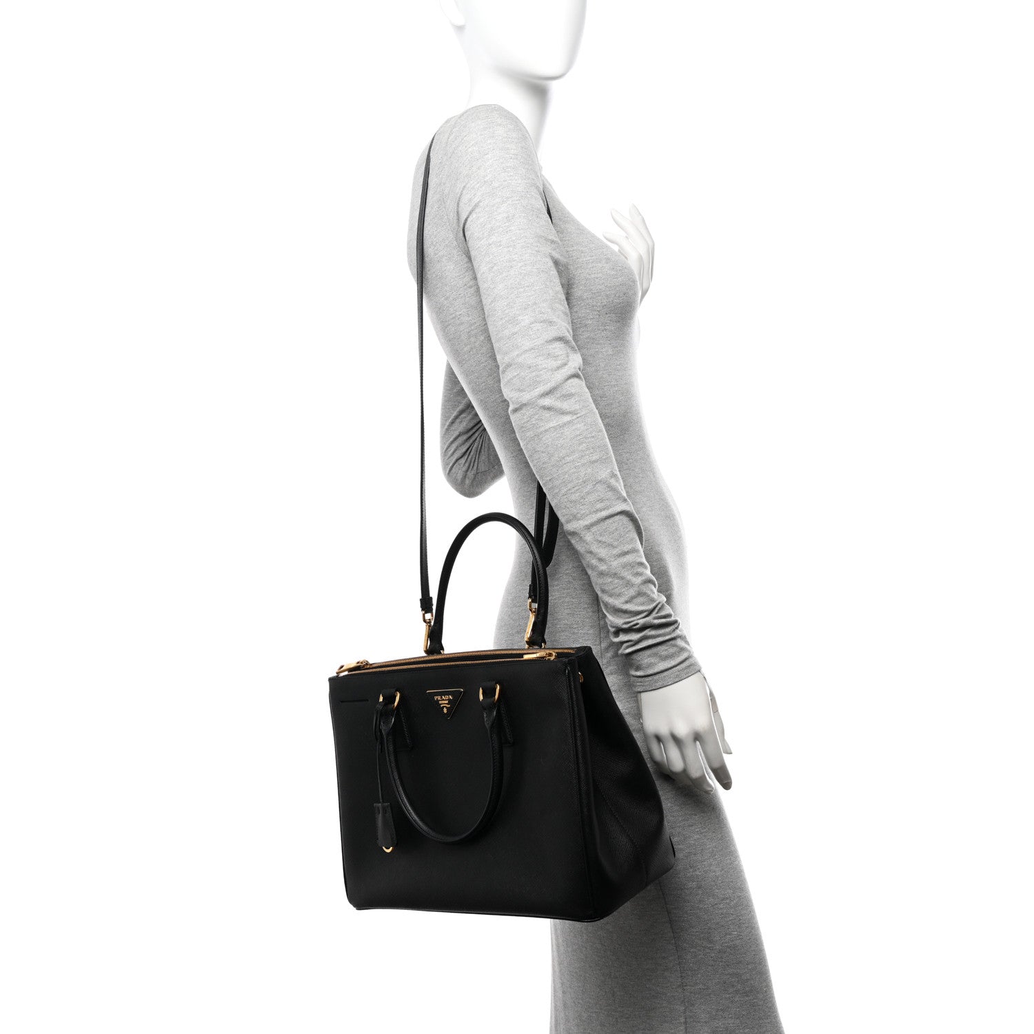 Prada Saffiano Lux Large Galleria Double Zip Tote Black 2 of 10