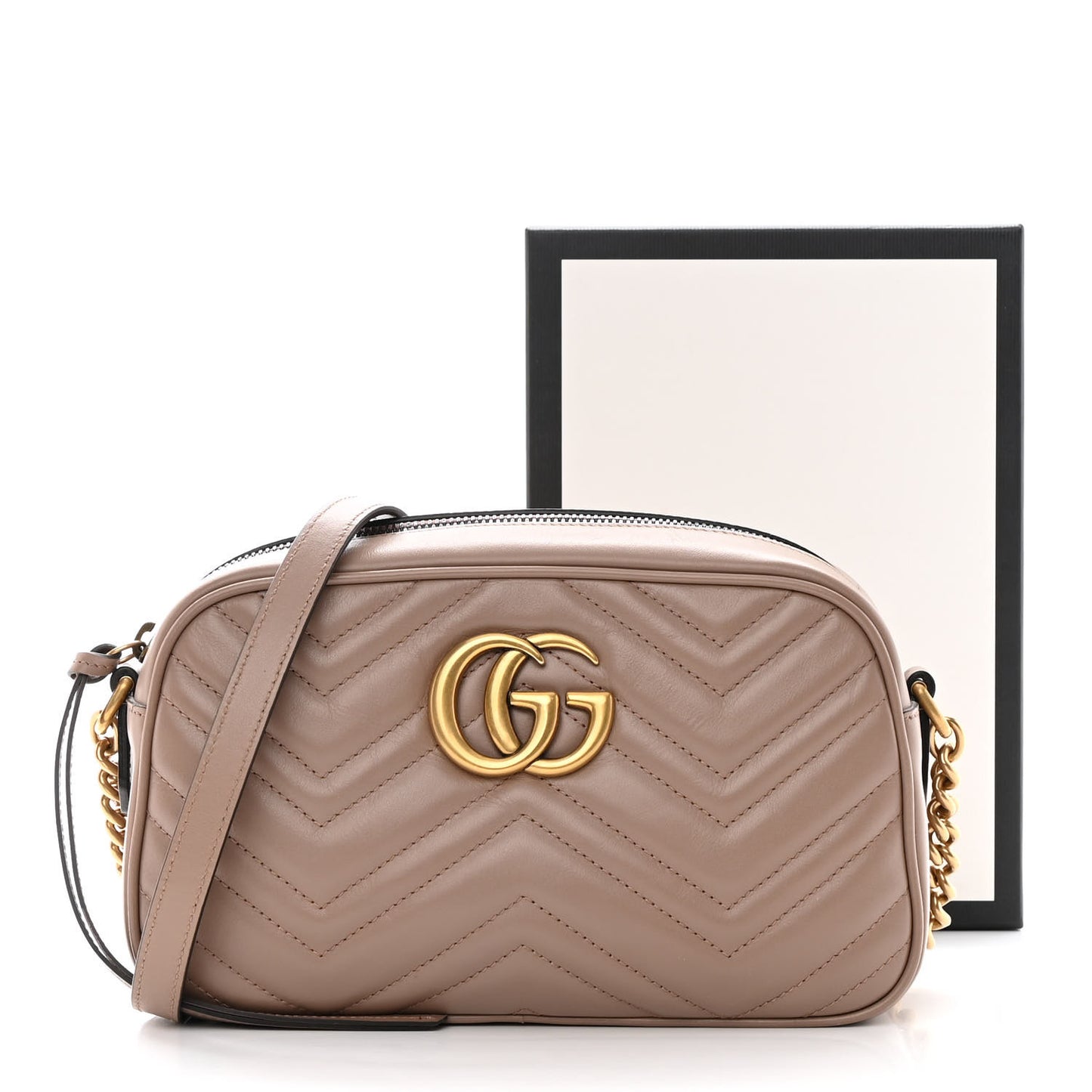 Calfskin Matelasse Small GG Marmont Chain Shoulder Bag Porcelain Rose