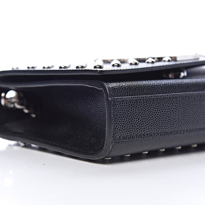 Saint Laurent Calfskin Studded Small Monogram Kate Satchel Black 9 of 10