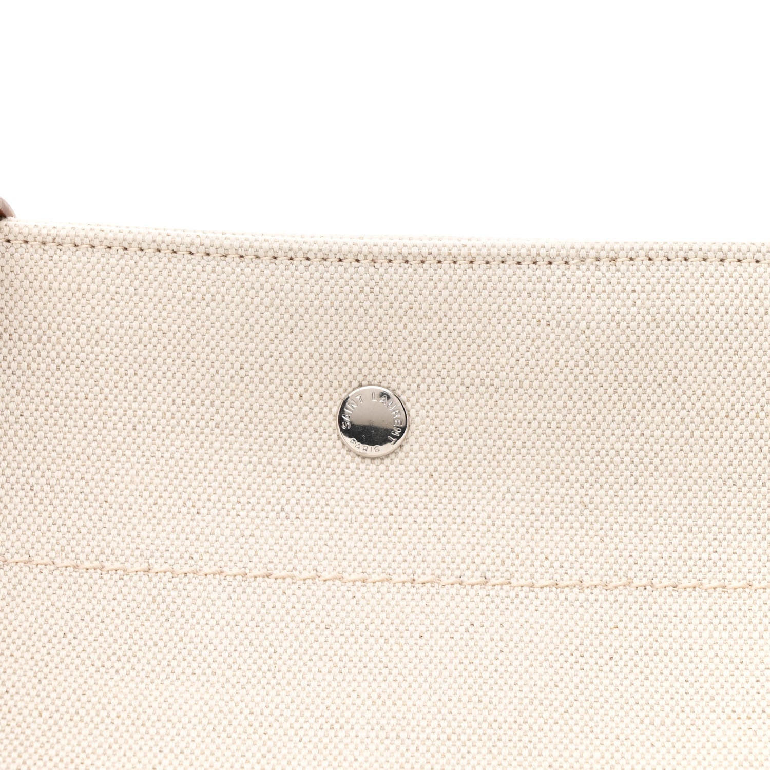 Saint Laurent Linen Calfskin Rive Gauche Bucket Bag Optic White Cognac 10 of 12