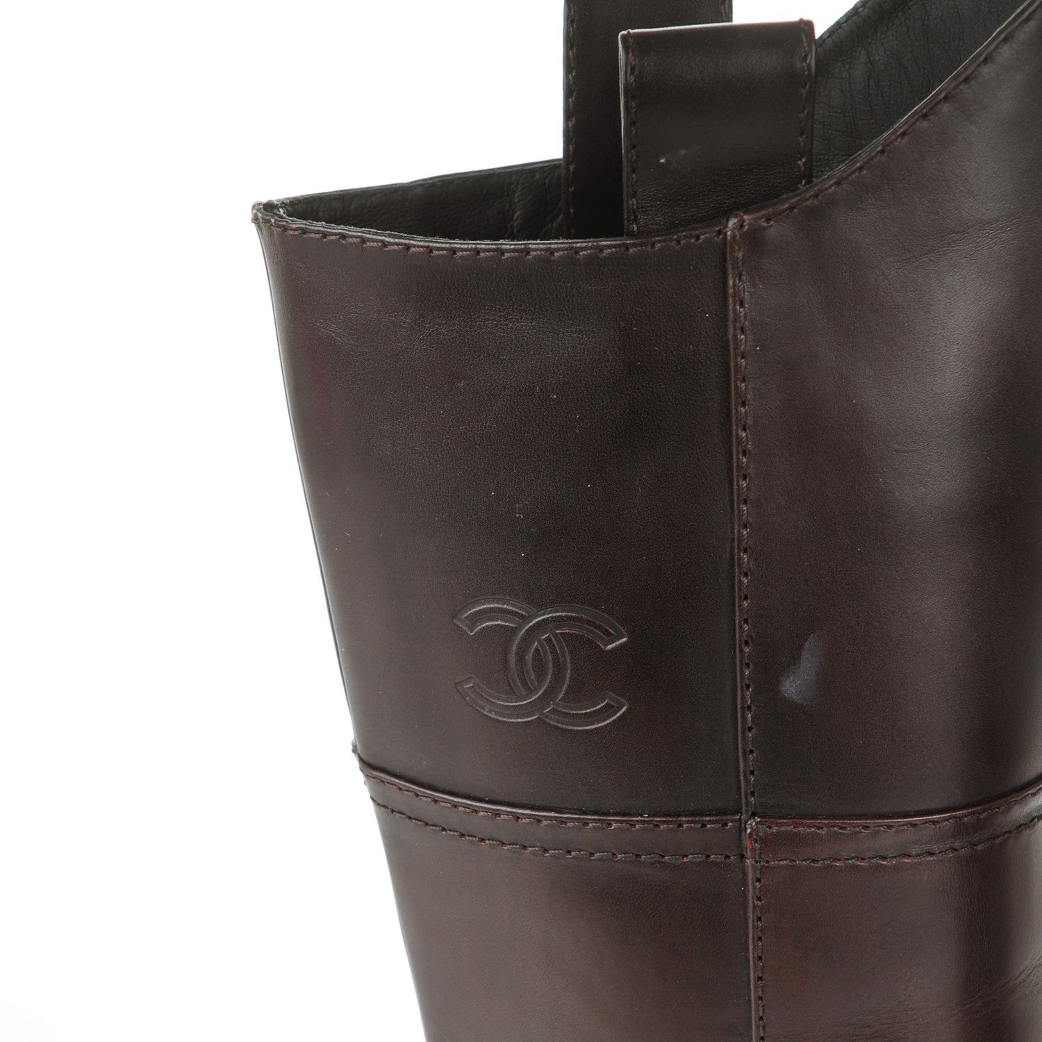 Chanel Calfskin CC Knee High Boots 36 Brown 5 of 9