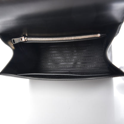 Prada Saffiano Cuir Calfskin Monochrome Envelope Flap Top Handle Chain Shoulder Bag Black 5 of 6