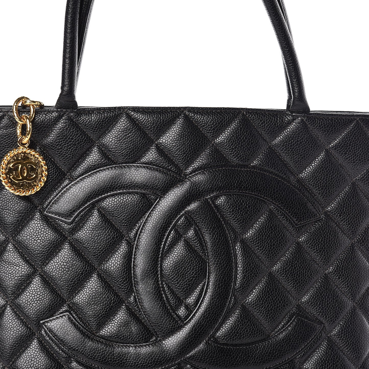 Caviar Quilted Medallion Tote Black