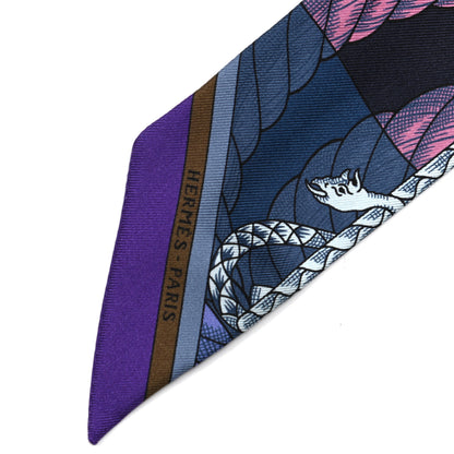 Hermes Silk Cavalleria D'Etriers Twilly Violet Bleu Rose 4 of 4