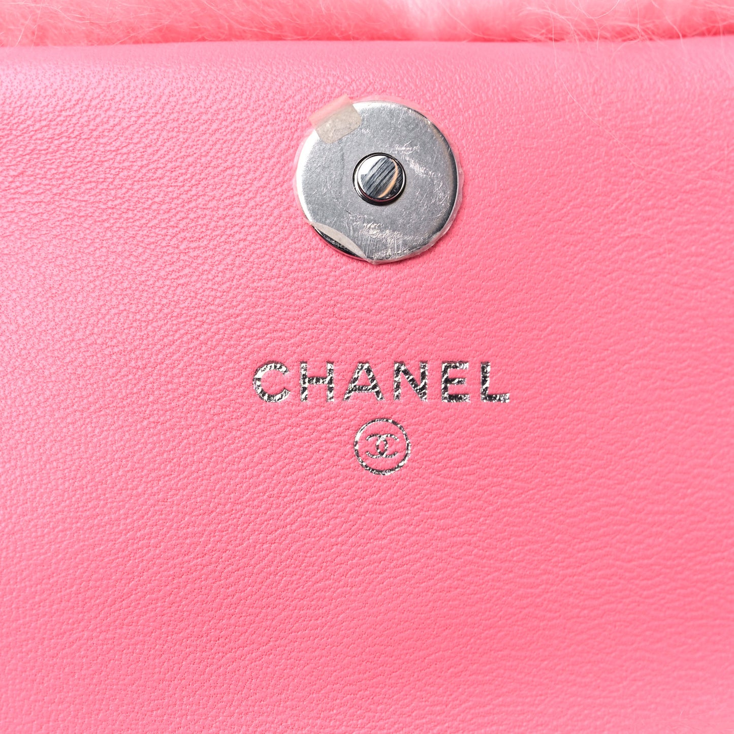 Shearling Lambskin CC Hook Card Holder Pink