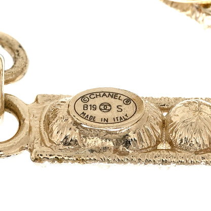 Chanel Crystal Cha-Nel Logo Drop Clip On Earrings Gold 4 of 4