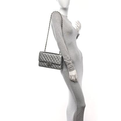 Chanel Metallic Lambskin Quilted Medium Double Flap Silver 2 of 10