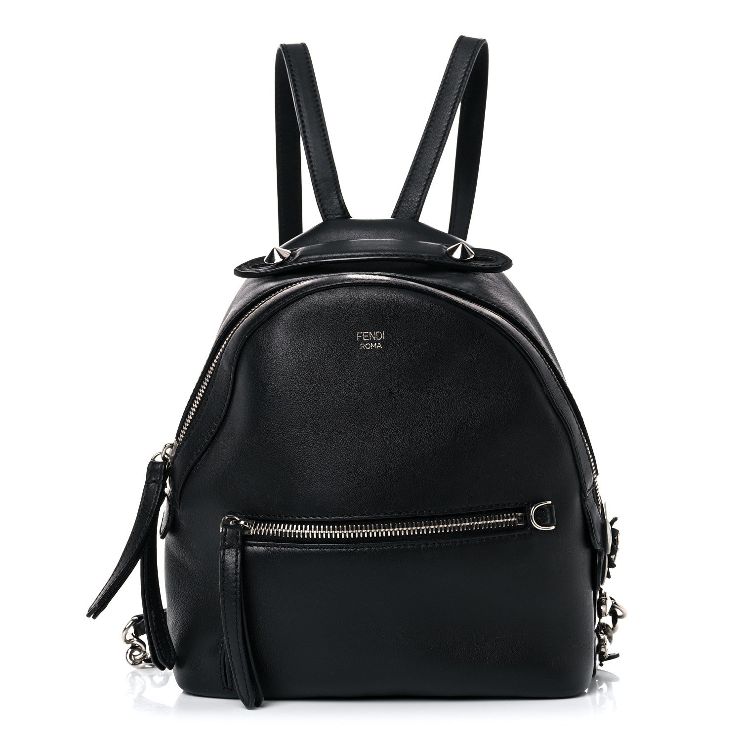 Fendi Vitello Dolce Crystal Flowerland Croc Tail Mini Backpack Black 1 of 22