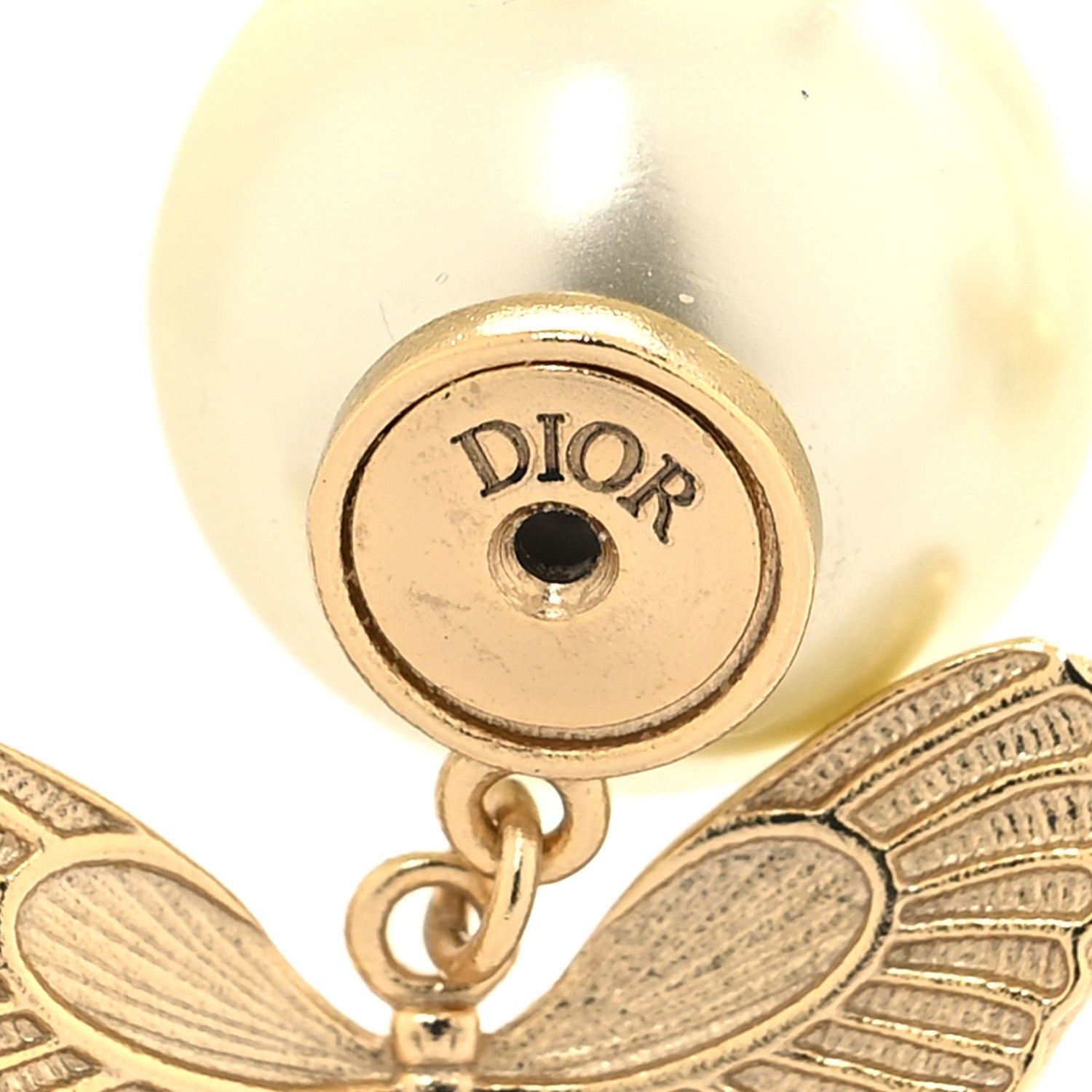 Christian Dior Pearl Butterfly Tribal Earrings Gold 4 of 4