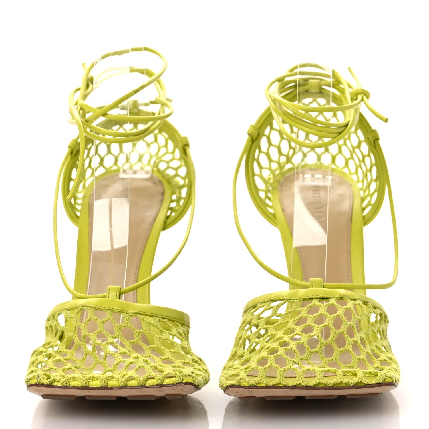 Bottega Veneta Mesh Nappa Stretch Ankle Tie Sandals 39 Kiwi 3 of 15