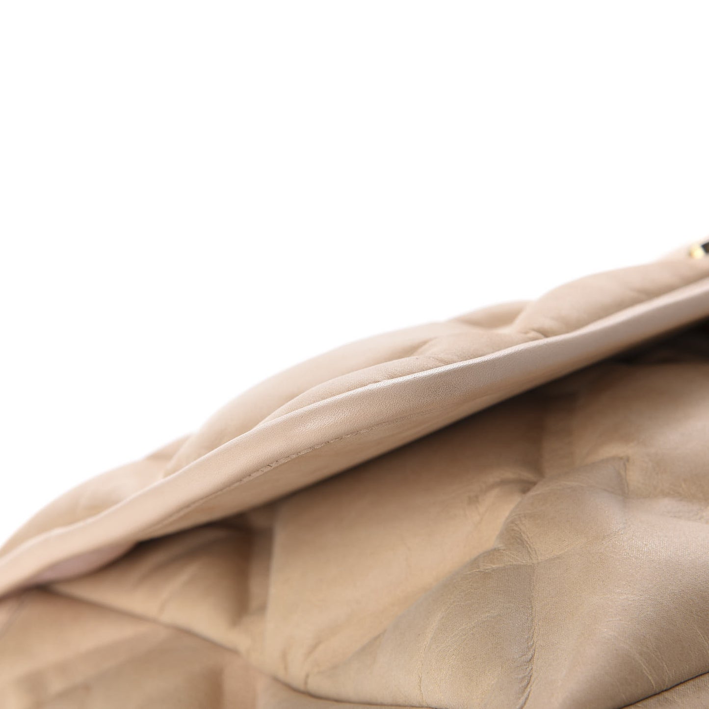 Iridescent Calfskin Quilted Small Chesterfield Flap Light Beige