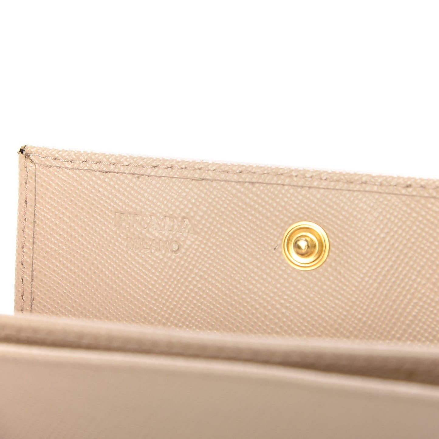 Saffiano Metal Bi-Fold Card Holder Wallet Cammeo