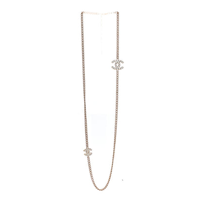 Chanel Metal Quilted CC Long Chain Necklace Gold Pearly White 3 of 5