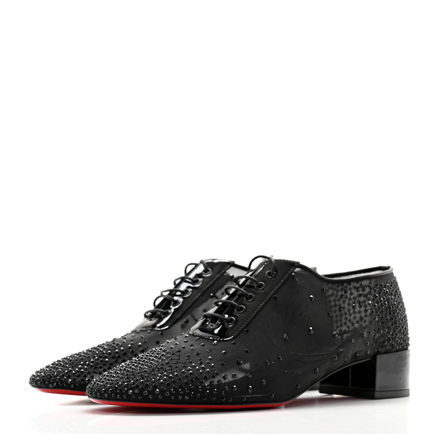 Christian Louboutin Rete Patent Strass Degraginzbar 30 Derby Oxfords 41 Black 3 of 12