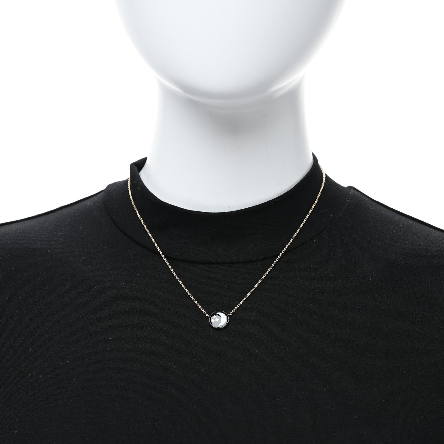 18K Yellow Gold Diamond Black Onyx Mother of Pearl Rose Celeste Pendant Necklace