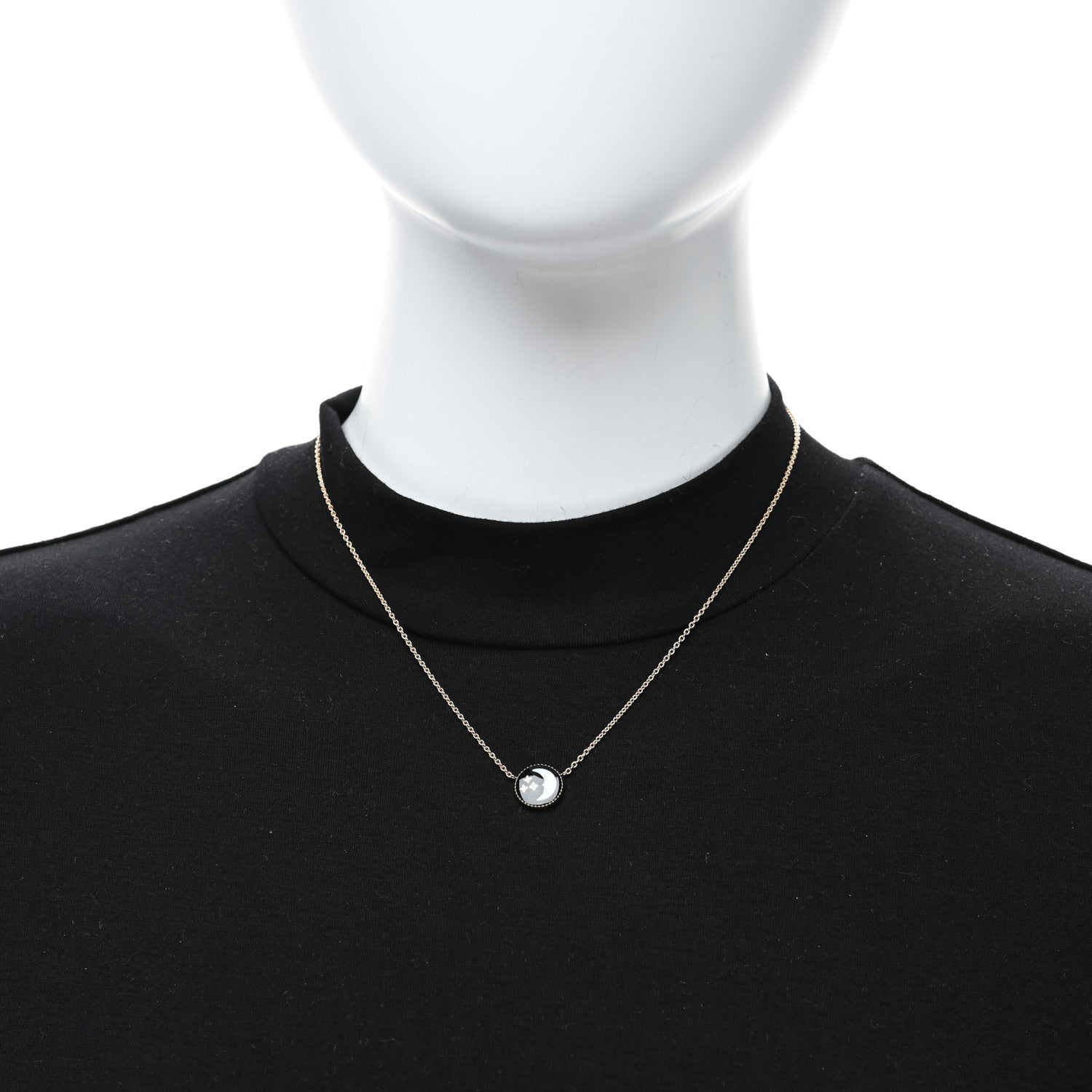 Christian Dior 18K Yellow Gold Diamond Black Onyx Mother of Pearl Rose Celeste Pendant Necklace 2 of 5