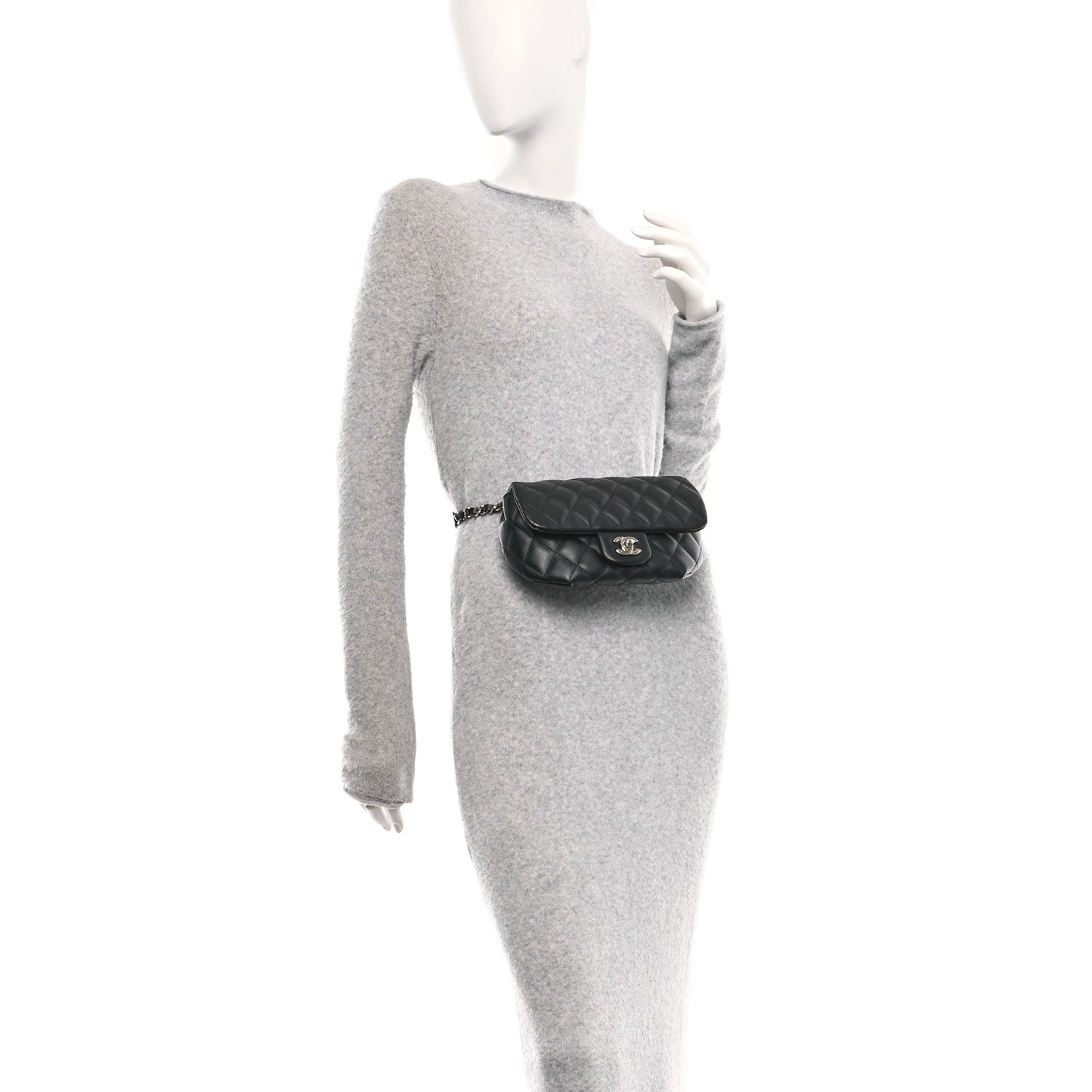 Chanel Calfskin Quilted CC Uniform Flap Belt Bag Black 2 of 10