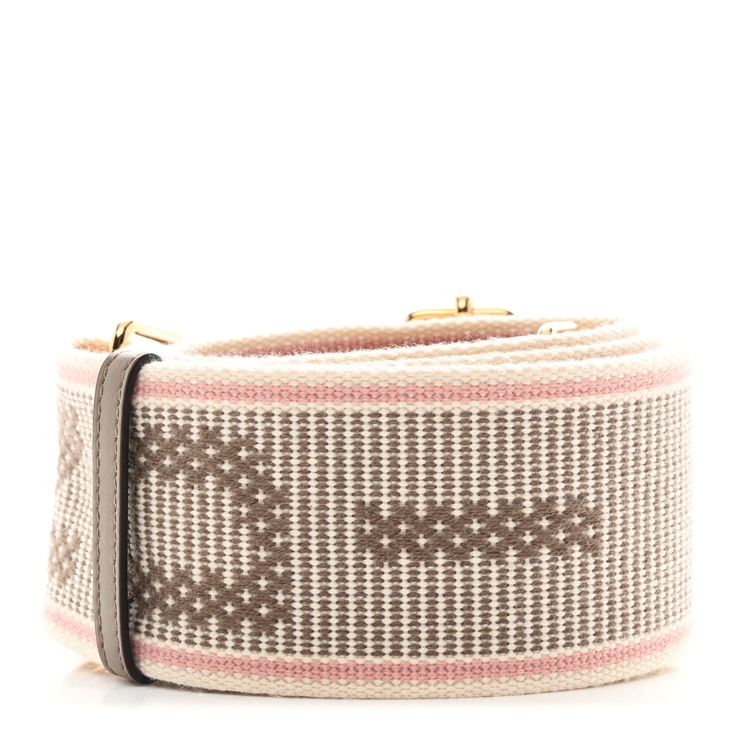 Fendi Cannete Ribbon Poly Vitello King Logo Adjustable Strap You Pergamena Acquerello Tartufo 2 of 4