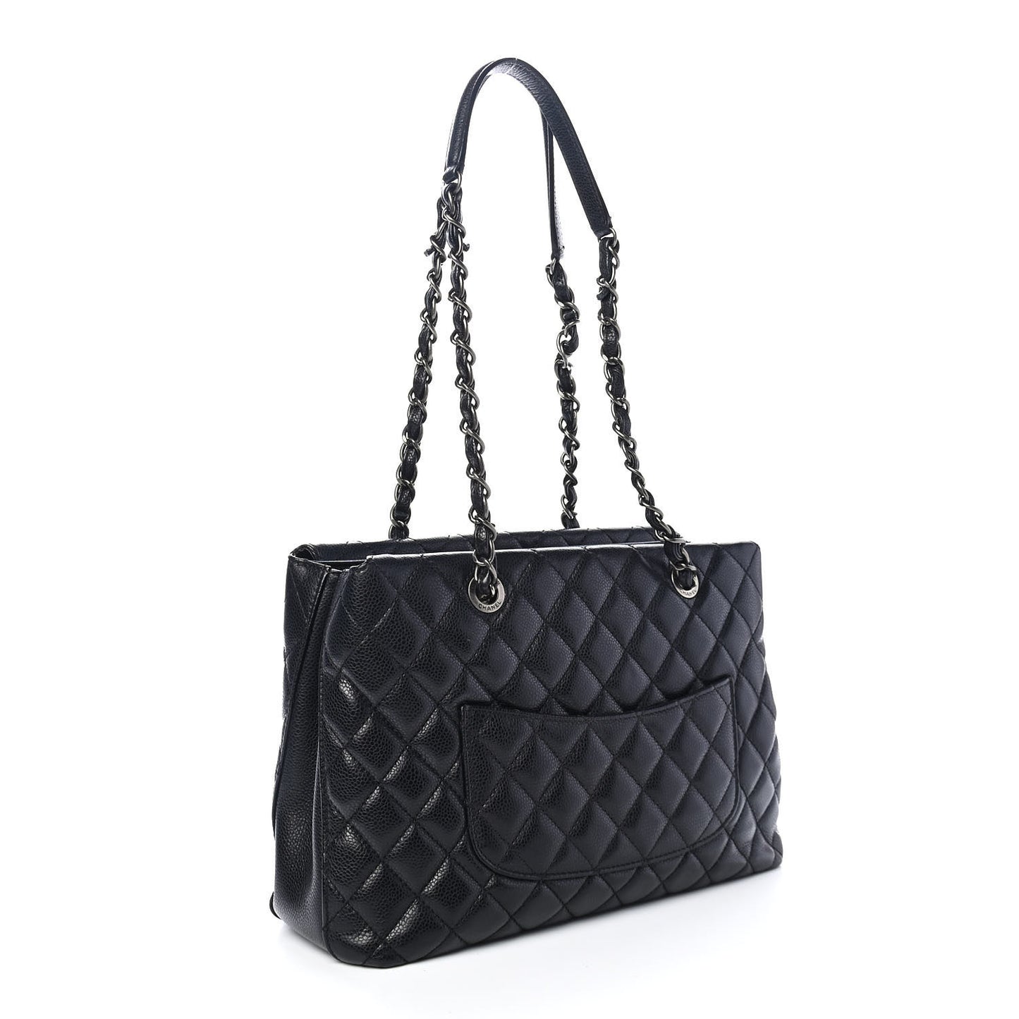 Caviar Quilted City Shopping Tote Black