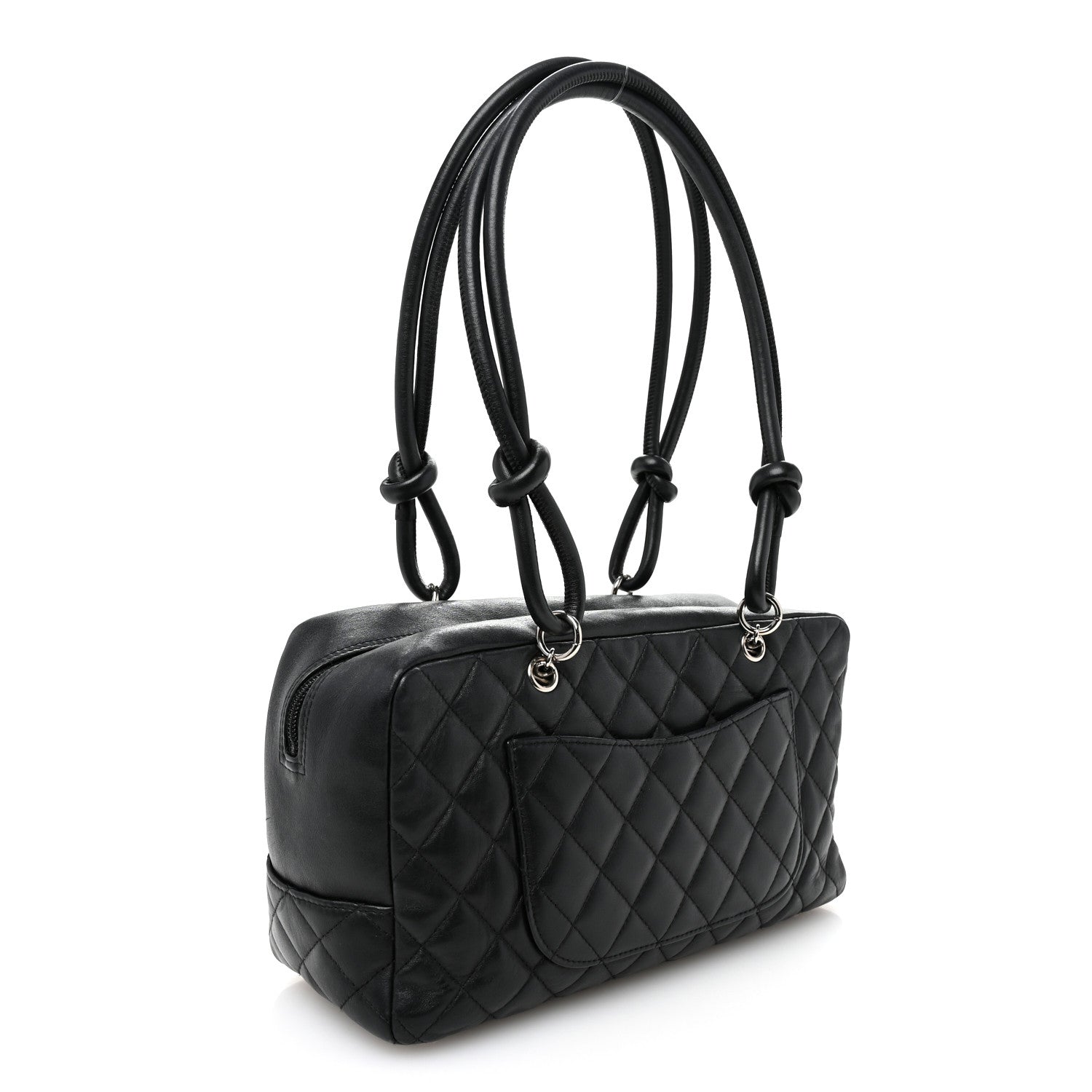 Chanel Calfskin Quilted Large Cambon Bowler Black White 3 of 10