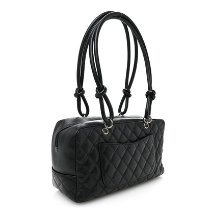 Chanel Calfskin Quilted Large Cambon Bowler Black White 3 of 10