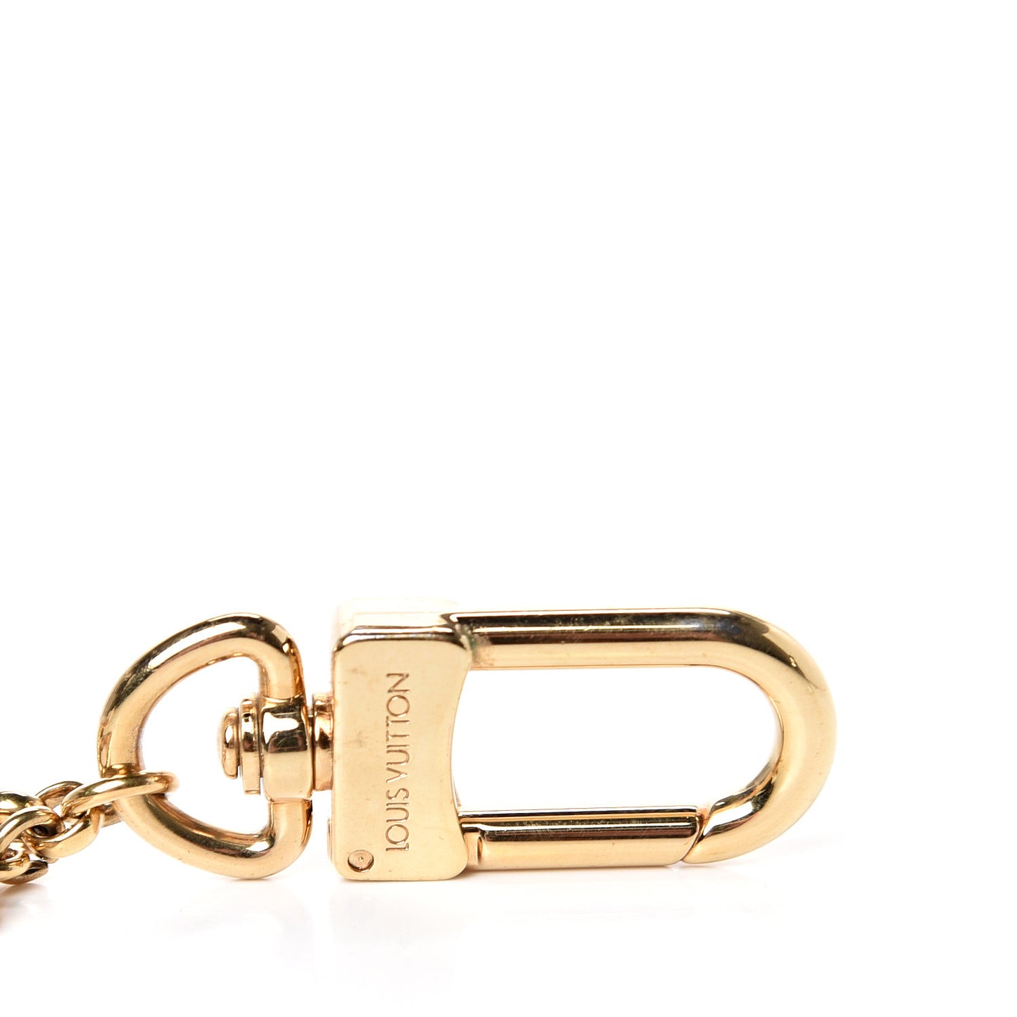 Brass Enamel Fleur De Monogram Bag Charm Chain Gold