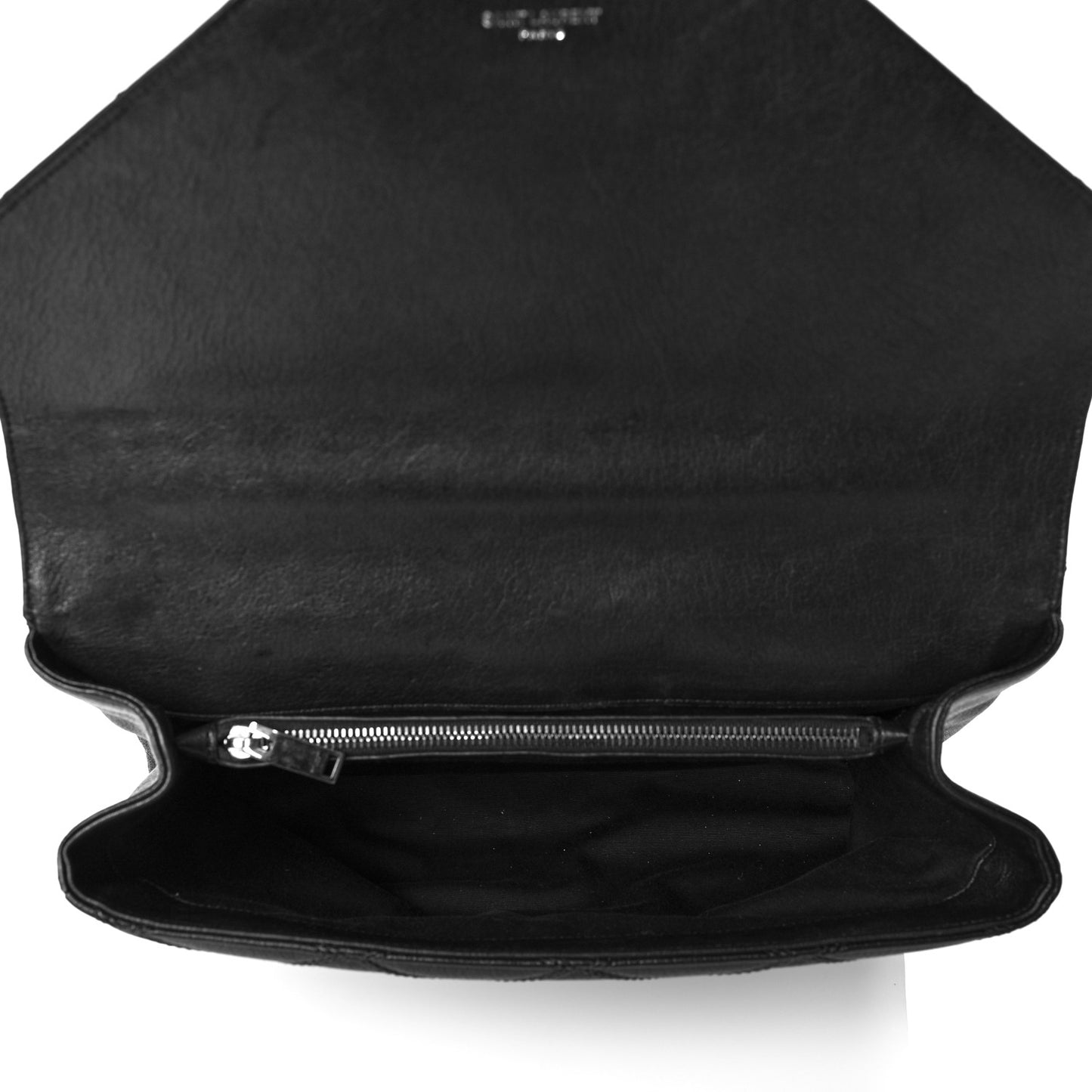 Calfskin Diamond Quilted Monogram Large College Bag Black