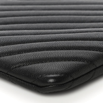 Chanel Caviar Chevron Quilted Medium Cosmetic Case Black 10 of 10