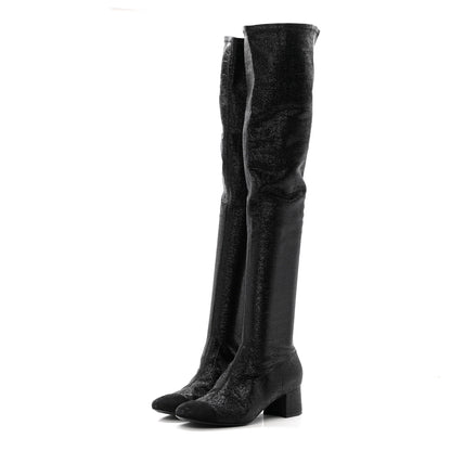 Chanel Glitter High Boots 37 Black 3 of 7