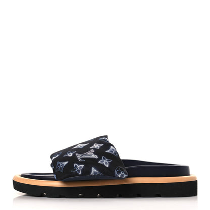 Louis Vuitton Nylon Monogram Womens Pool Pillow Comfort Mules 39 Navy Blue 1 of 8