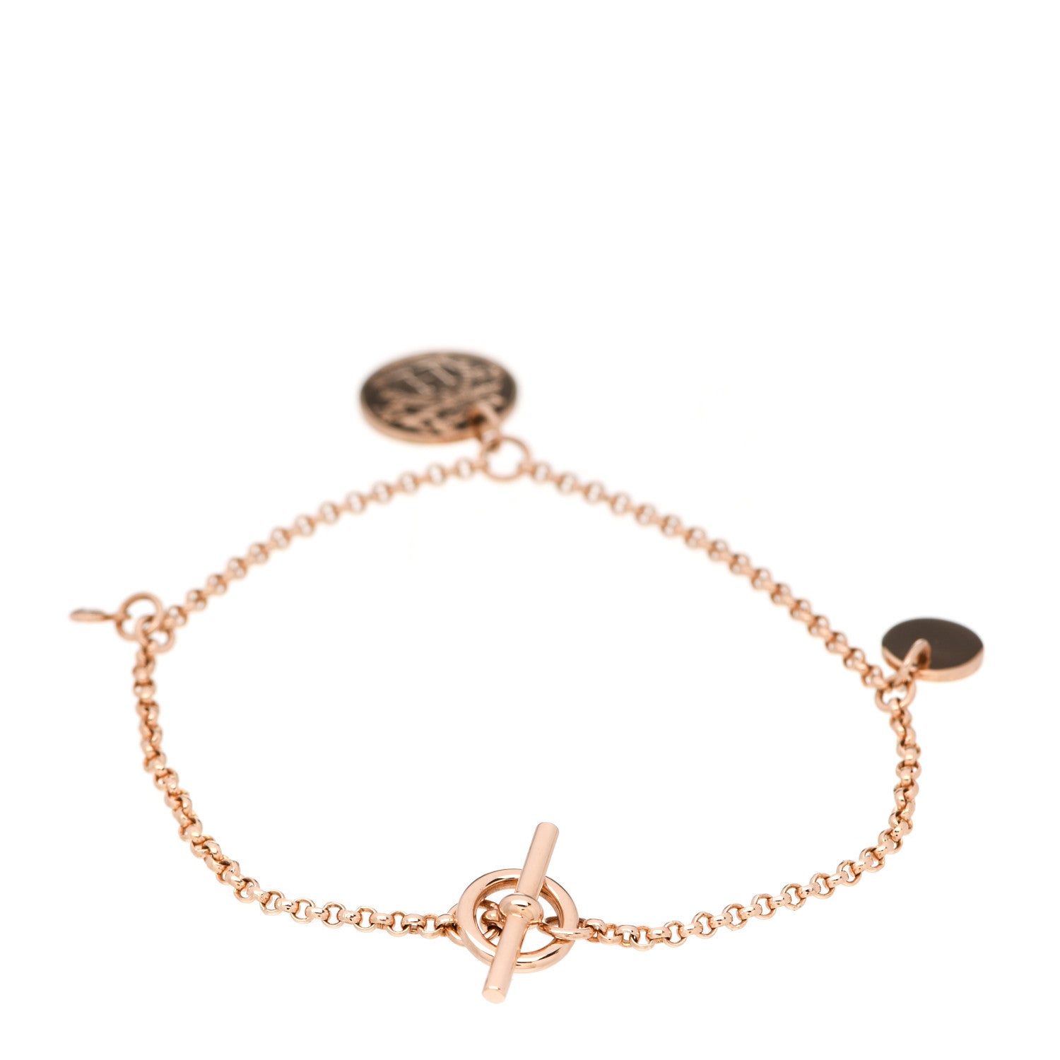 Hermes 18K Rose Gold Diamond PM Ex-Libris Bracelet LG 2 of 4
