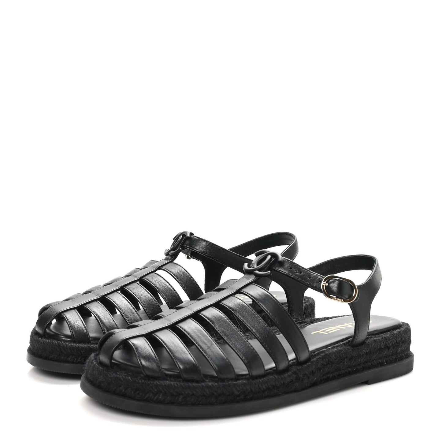 Lambskin Espadrille Sandals 40 Black