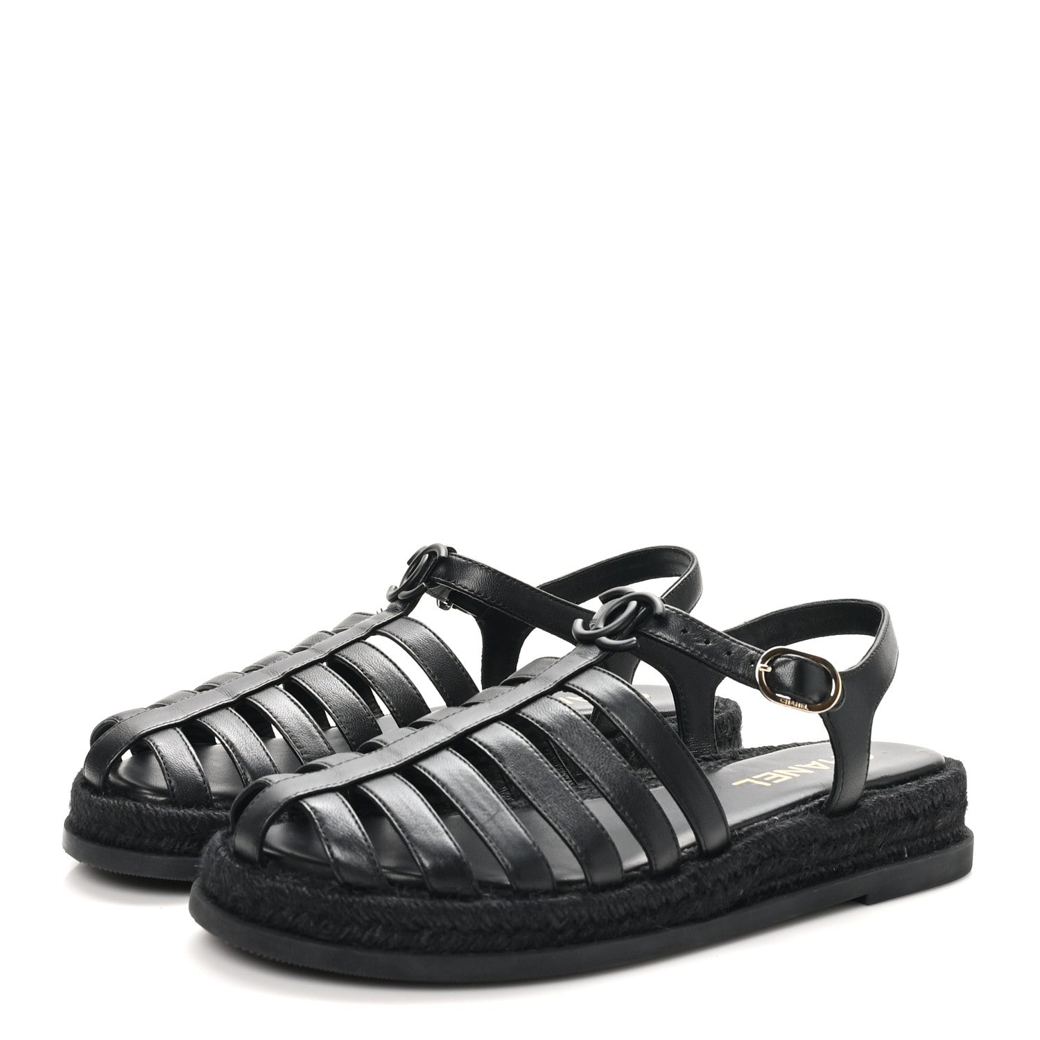 Chanel Lambskin Espadrille Sandals 40 Black 4 of 11