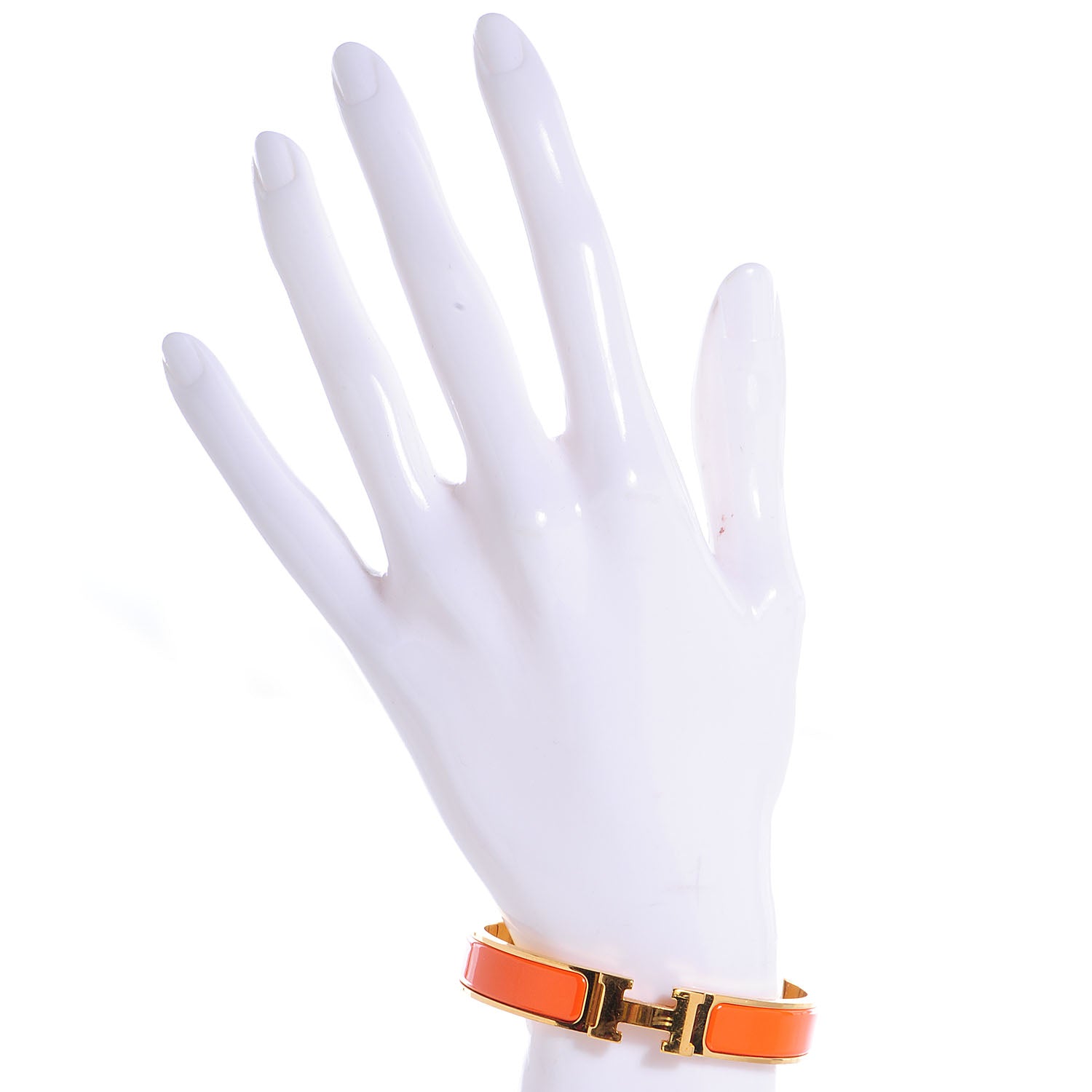 Hermes Narrow Enamel Clic Clac H Bracelet PM Orange 2 of 5