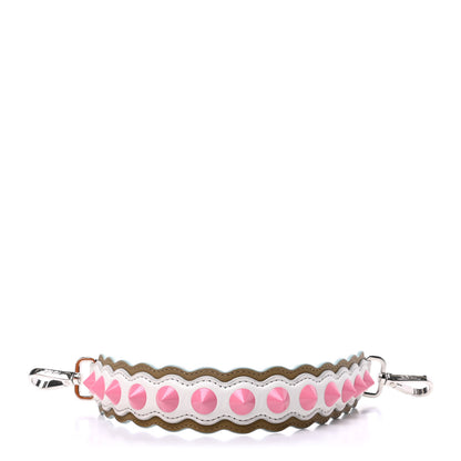 Fendi Vitello Dolce Scalloped Spike Studded Mini Strap You White Camaleonte Coral Pink 1 of 3