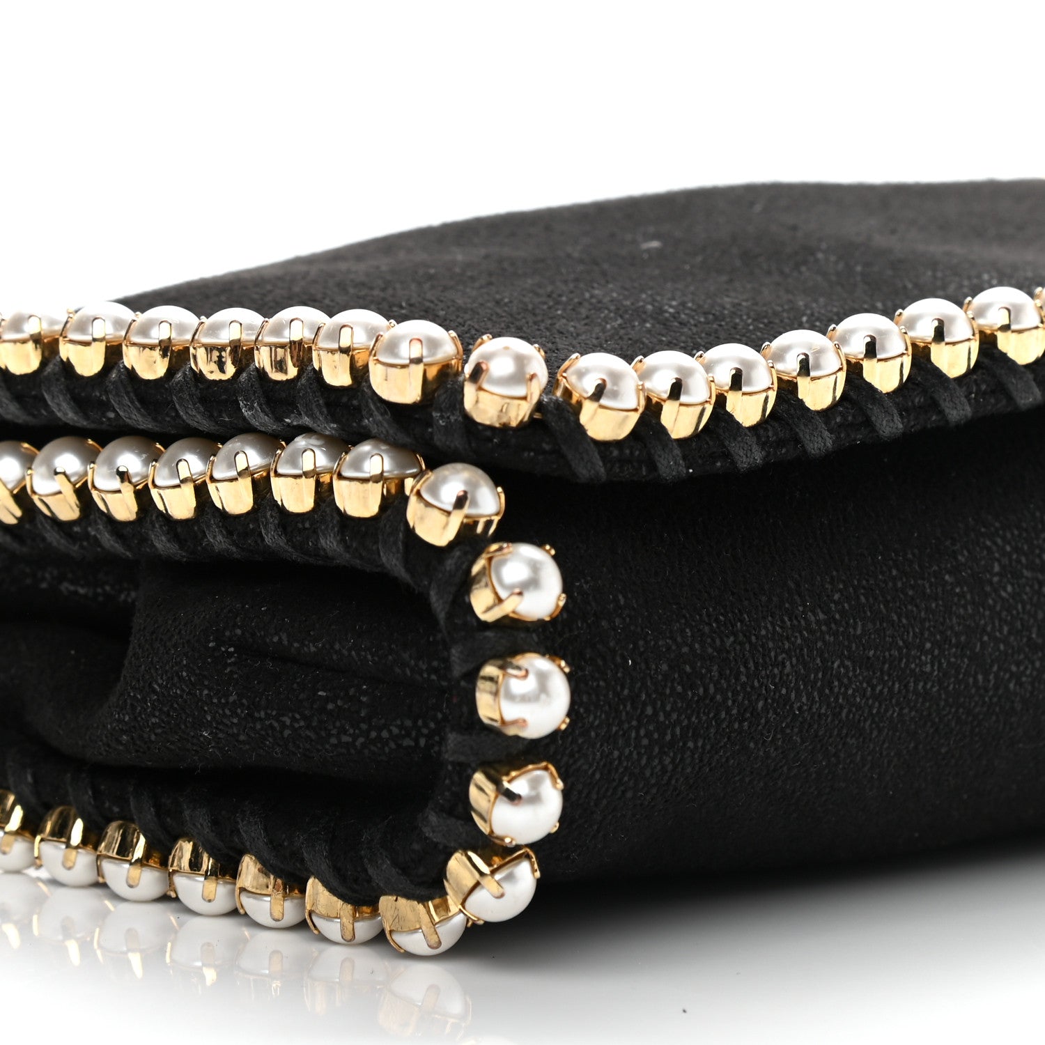 Stella McCartney Shaggy Deer Pearl Studded Falabella Crossbody Clutch Black 9 of 10