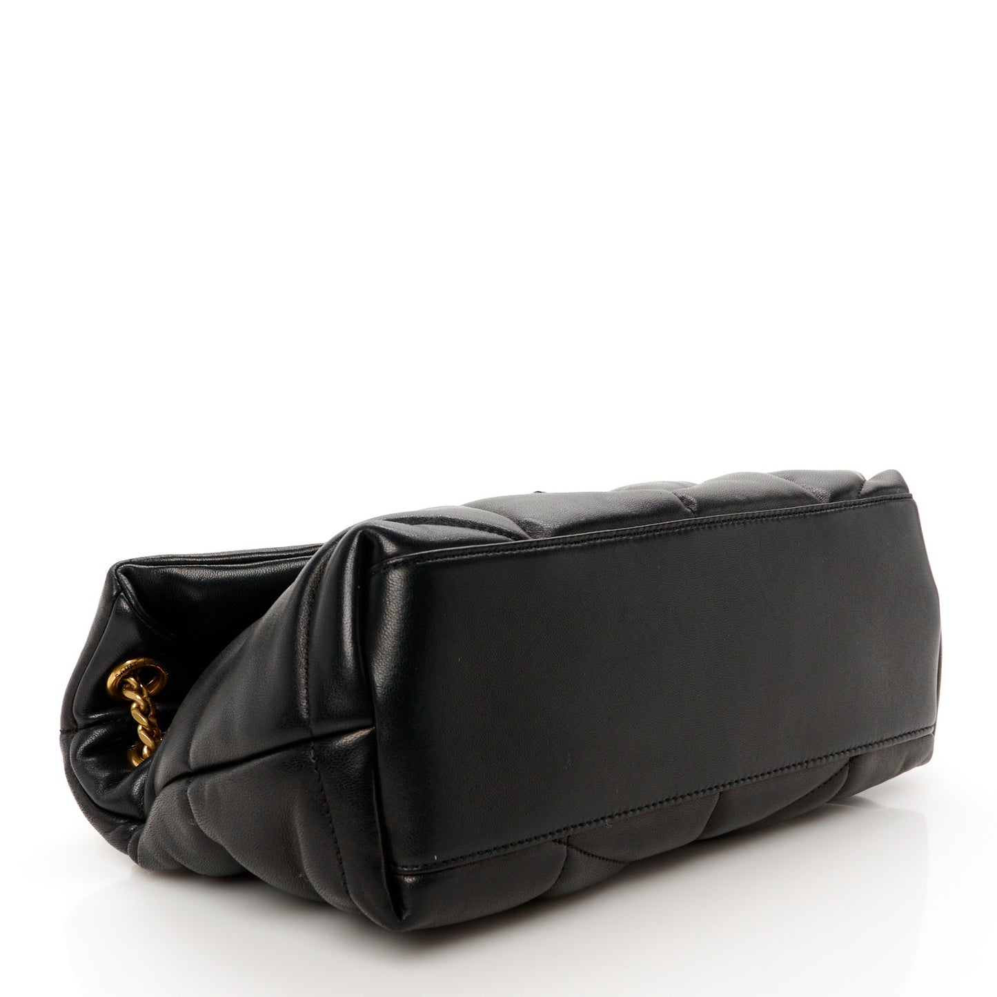 Lambskin Quilted Small Loulou Puffer Monogram Chain Satchel Black