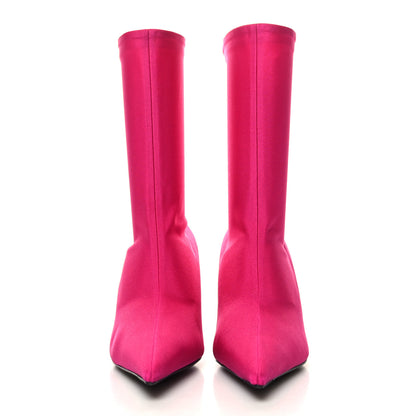 Balenciaga Matte Spandex Extreme Pointed Toe Knife 80mm Ankle Boots 37 Fluo Pink 2 of 7